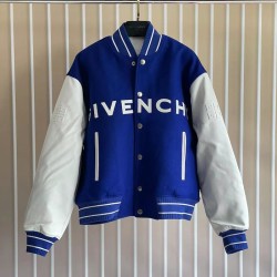 Givenchy Varsity Jacket in Wool and Leather Blue