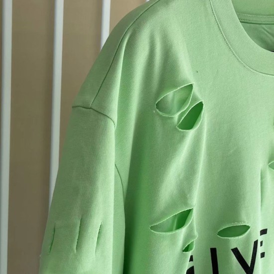 Givenchy Destroyed Layered Oversized T shirt Green