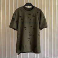 Givenchy Destroyed Layered Oversized T shirt Khaki