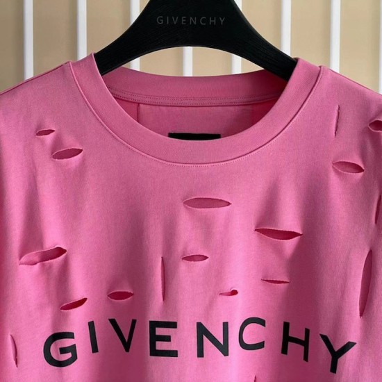 Givenchy Destroyed Layered Oversized T shirt Rose