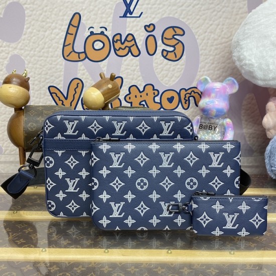 Replica Louis Vuitton Monogram Shadow Trio Messenger M24753