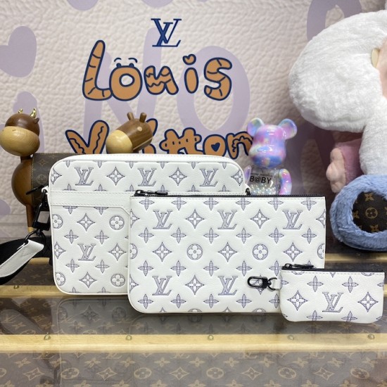 Replica Louis Vuitton Monogram Shadow Trio Messenger M24754