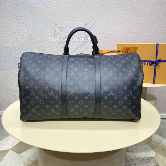 Replica Louis Vuitton Monogram Eclipse Keepall Bandoulière 50 M40568