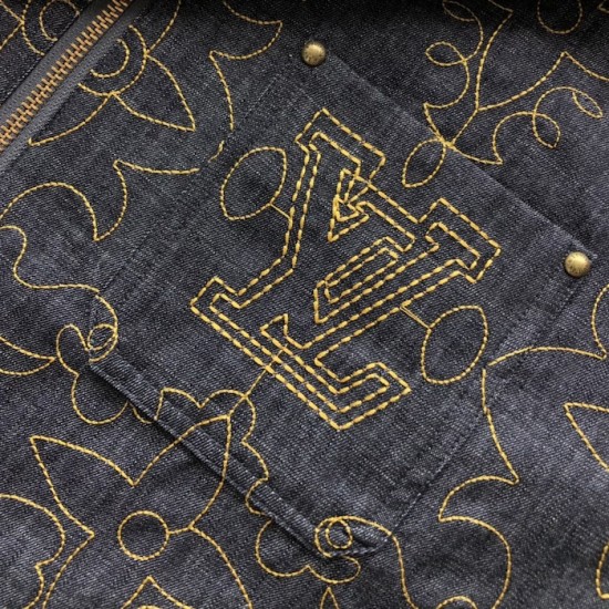 Louis Vuitton Embroidered Denim Workwear Jacket 1AFWXO