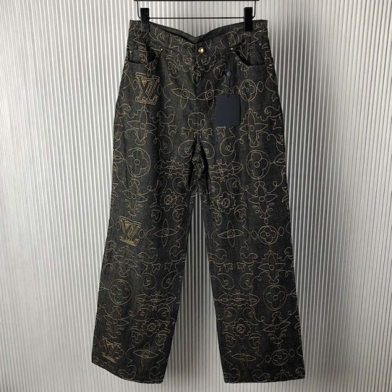 l**is V*t*n embroidered denim pants 1afx90