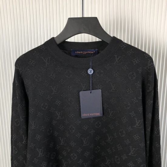 Louis Vuitton Monogram Embellished Wool Evening Crewneck 1AGJU6