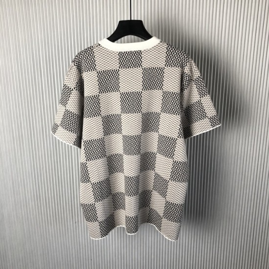 Louis Vuitton Damier Jacquard Short-Sleeved Crewneck 1AHEB7