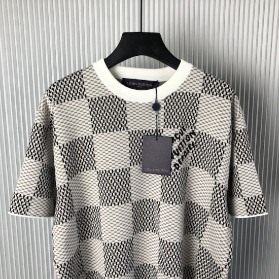 Louis Vuitton Damier Jacquard Short-Sleeved Crewneck 1AHEB7