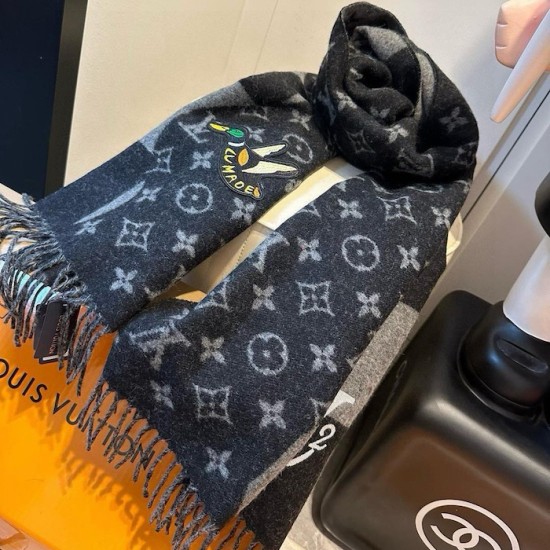 Louis Vuitton muffler NIGO collaboration Escharpe Damier giant wave monogram cashmere