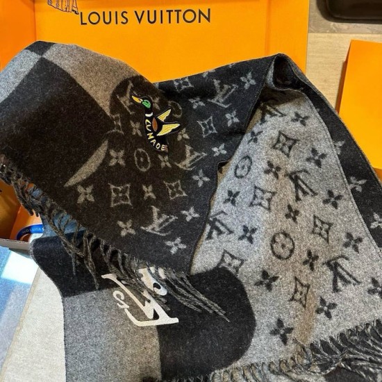 Louis Vuitton muffler NIGO collaboration Escharpe Damier giant wave monogram cashmere