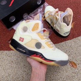 Of White x Air Jordan 5 Sail