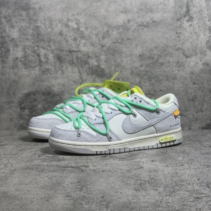 Of White x NIke SB Dunk Low White / Green