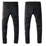 Amiri Leopard Half Track Broken Denim Black