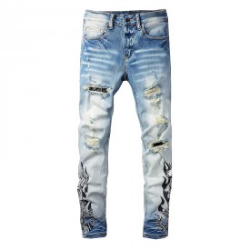 Amiri Bandana Flame Jean Clay Indigo Black