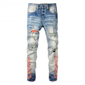 Amiri Bandana Flame Jean Clay Indigo Orange