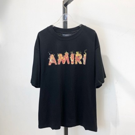 Amiri Black Flame Logo T-Shirt