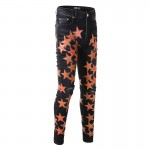 Amiri x Chemist leather stars jeans black / orange