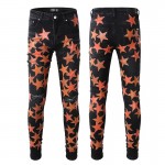 Amiri x Chemist leather stars jeans black / orange