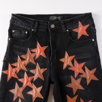 Amiri x Chemist leather stars jeans black / orange