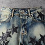 Amiri x Chemist leather stars jeans blue