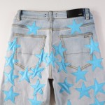 Amiri x Chemist leather stars jeans light blue