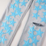 Amiri x Chemist leather stars jeans light blue