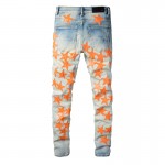 Amiri x Chemist leather stars jeans orange