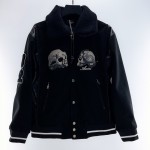 Amiri Embroidered Flocked Skull Bomber Jacket