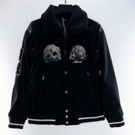 Amiri Embroidered Flocked Skull Bomber Jacket