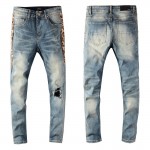 Amiri Leopard Half Track Broken Denim Classic Indigo