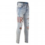 Amiri Leather Stitch Logo Jean Clay Indigo