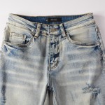 Amiri Leather Stitch Logo Jean Clay Indigo