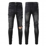 Amiri Leather Stitch Logo Jean Clay Black