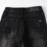 Amiri Leather Stitch Logo Jean Clay Black