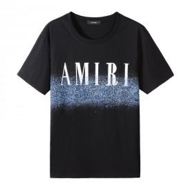 Amiri Logo-print Paint-effect Cotton-jersey T-shirt Black