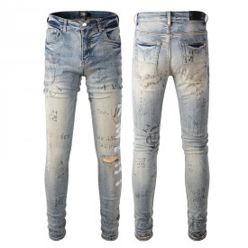 Replica Amiri Military Stencil Jean Clay Indigo