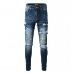 Amiri Old English Logo Jean Clay Blue