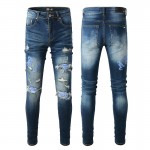 Amiri Old English Logo Jean Clay Blue