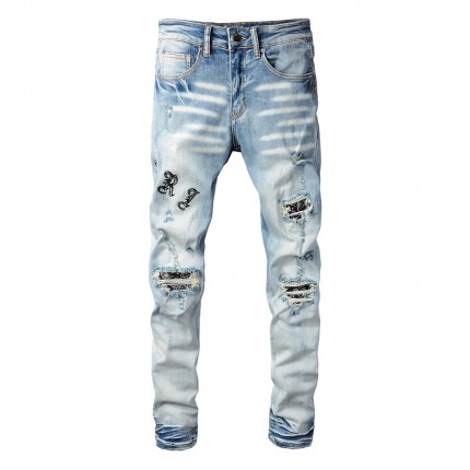 Amiri Old English Logo Jean Clay Indigo