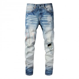 Amiri Paint Drip Core Logo Jean Aged Blue