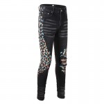 Amiri Paint Print Distressed Skinny Jeans Black