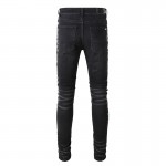 Amiri Paint Print Distressed Skinny Jeans Black