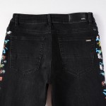 Amiri Paint Print Distressed Skinny Jeans Black