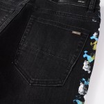 Amiri Paint Print Distressed Skinny Jeans Black