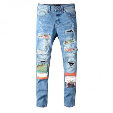 Amiri Scarves Art Patch Jean Original Indigo 