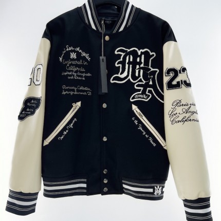 Amiri Vintage Patch Varsity Bomber Jacket Black