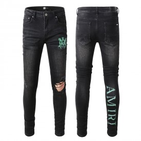 Replica Amiri Watercolor Logo Jean 70s black