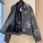 DIOR TEARS Zipped Blouson Blue Cotton Denim