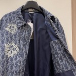 DIOR TEARS Zipped Blouson Blue Cotton Denim