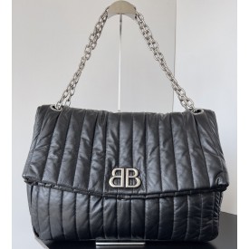 Balenciaga Monaco Large Chain Bag Quilted in Black